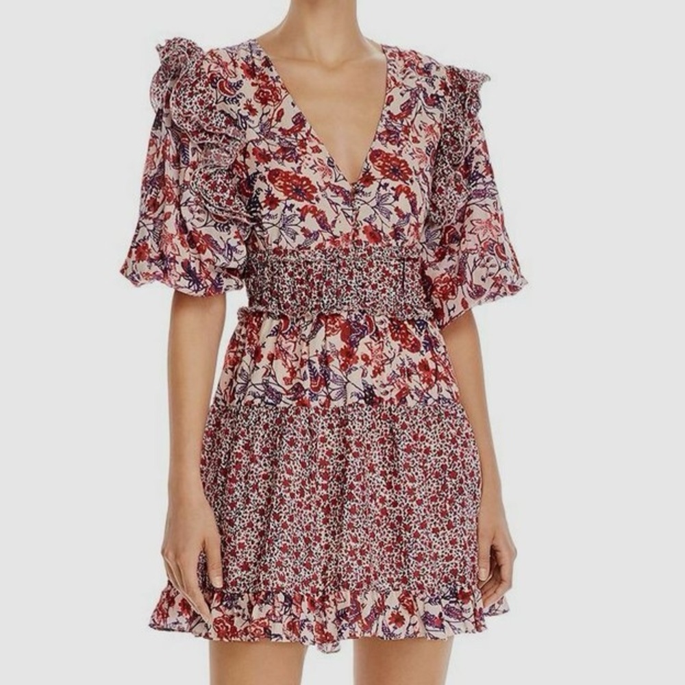 Saylor Laci Red White and Blue Floral Mini Dress